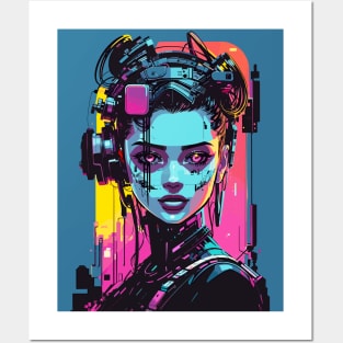 cyberpunk girl Posters and Art